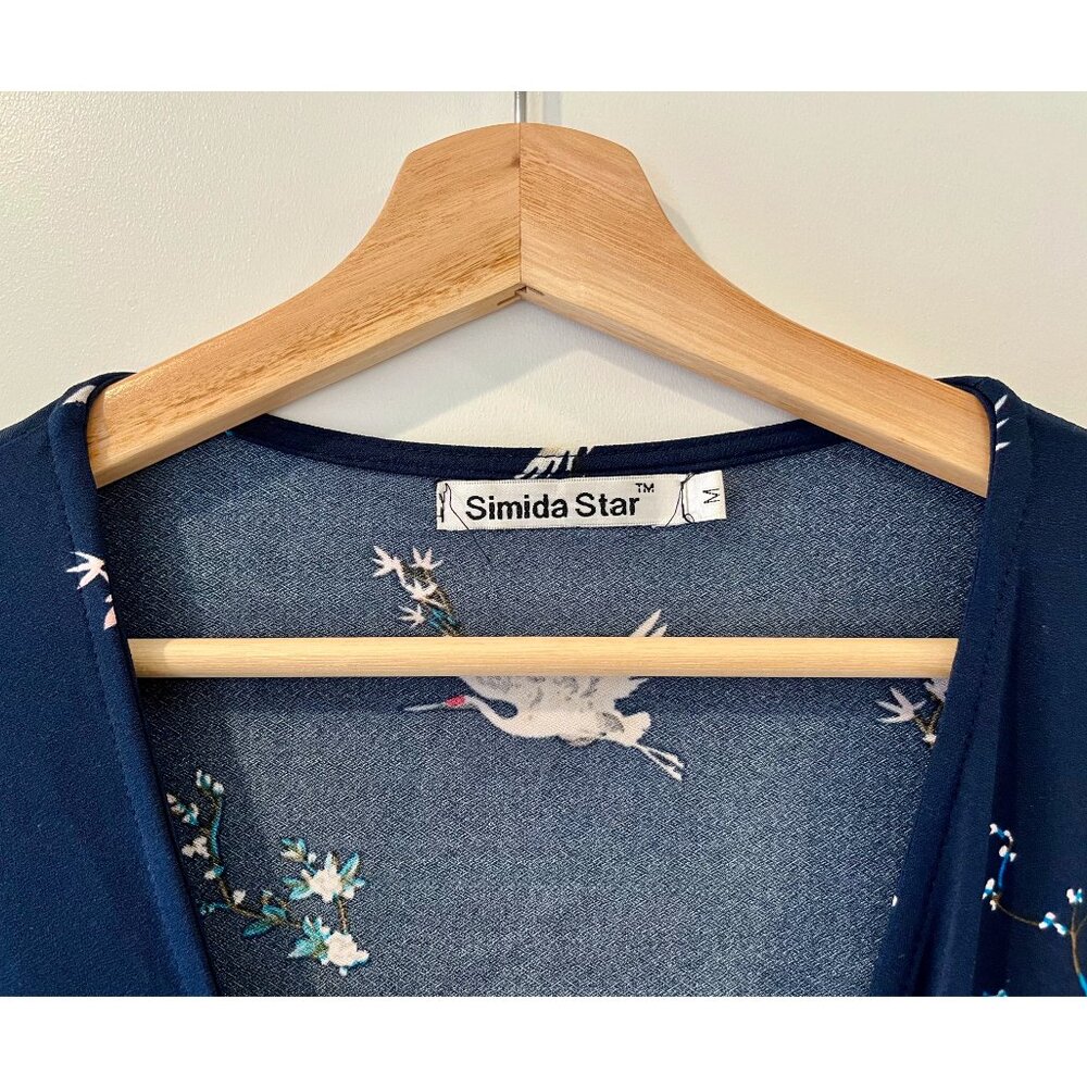 Simida Star Blue Short Patterned Romper With Flow… - image 2